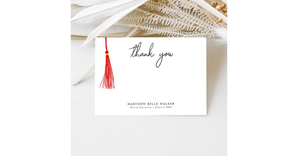 Graduation Thank You Red Tassel Card | Zazzle
