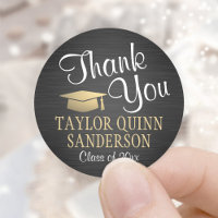 Graduation Thank You Script Brushed Black and Gold
