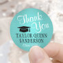 Graduation Thank You Script Chic Brushed Teal Blue Classic Round Sticker