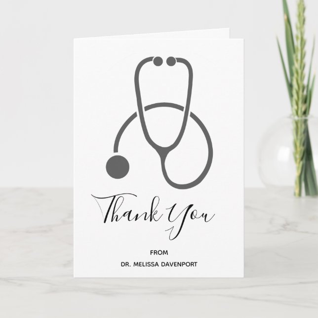 Graduation Thank You Stylish Gray Stethoscope Card (Front)