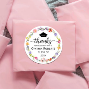 Graduation Thank You Wildflower Spring Classic Round Sticker