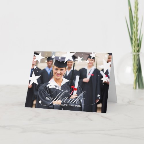 Graduation Thank You with Stars and Grads Photo Card