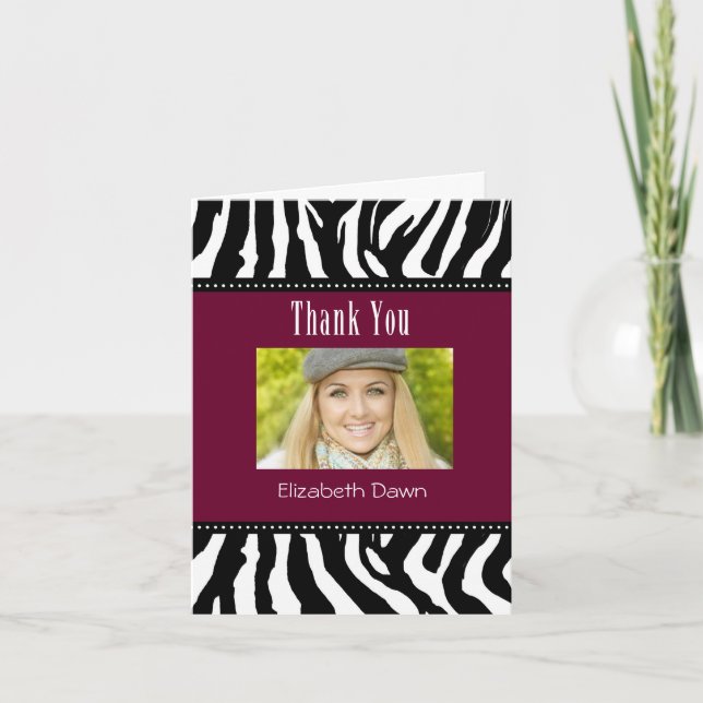 Graduation Thank You Zebra Photo Card (Front)