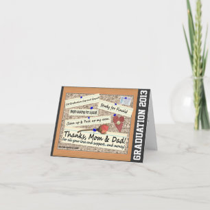 Graduation - Thanks, Mom & Dad (Personalize) Letterpress Thank You Card