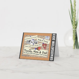 Graduation - Thanks, Mom & Dad (Personalize) Letterpress Thank You Card