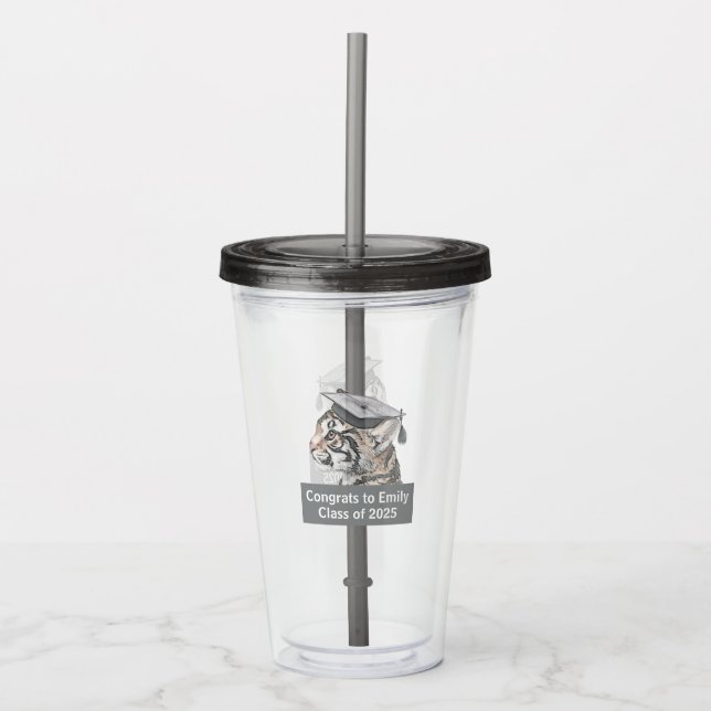 Graduation Theme Personalized Acrylic Tumbler (Front)