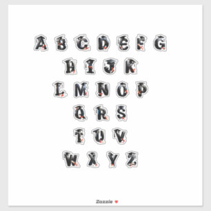 Graduation-Themed Alphabet with Black Caps Sticker