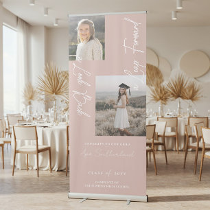 Graduation Then & Now Photo Collage Welcome Party Retractable Banner