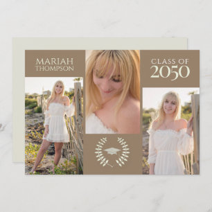 Graduation Three Photo Simple Neutral Creative Invitation