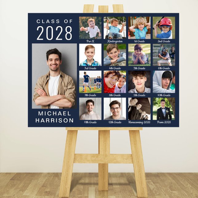 Graduation Through The Years 17 Photo Collage Blue Foam Board (Creator Uploaded)