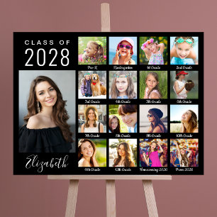 Graduation Through The Years 17 Photo Script Black Foam Board