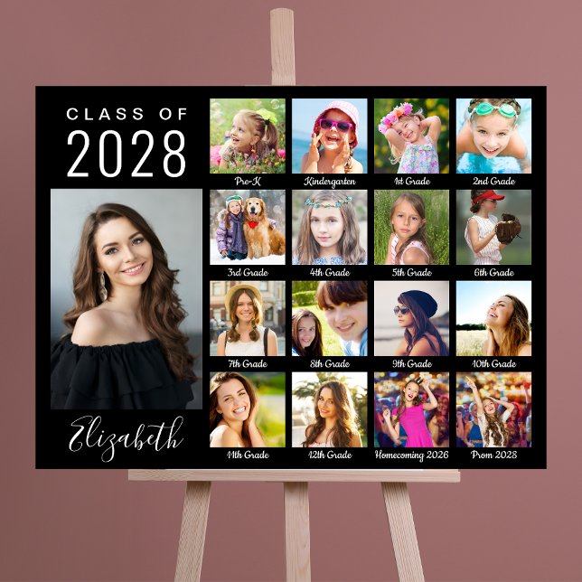 Graduation Through The Years 17 Photo Script Black Foam Board (Creator Uploaded)