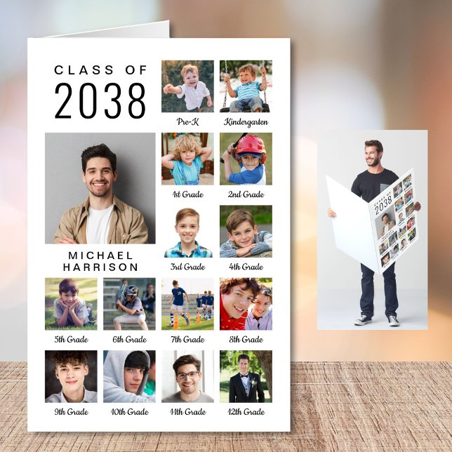 Graduation Through The Years Photo Collage Jumbo Card (Creator Uploaded)