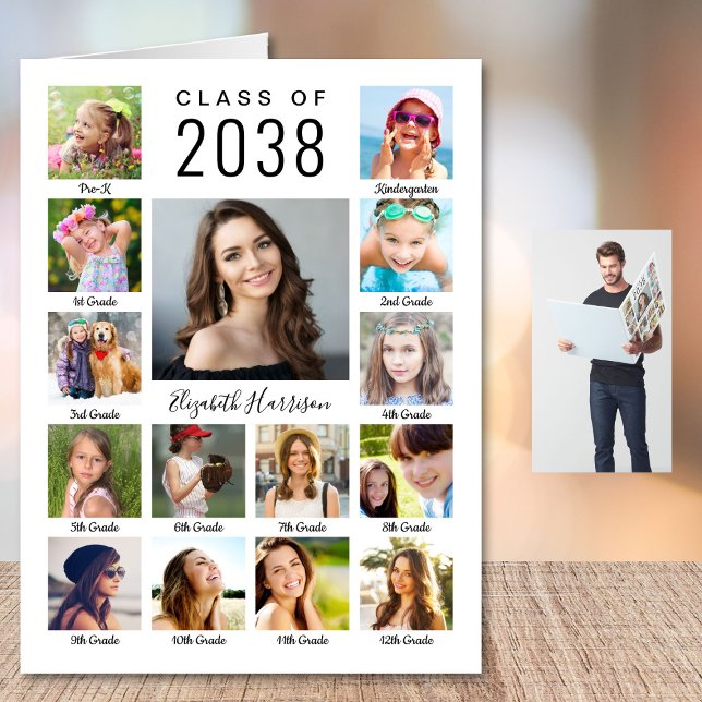 Graduation Through The Years Photo Collage Jumbo Card (Creator Uploaded)
