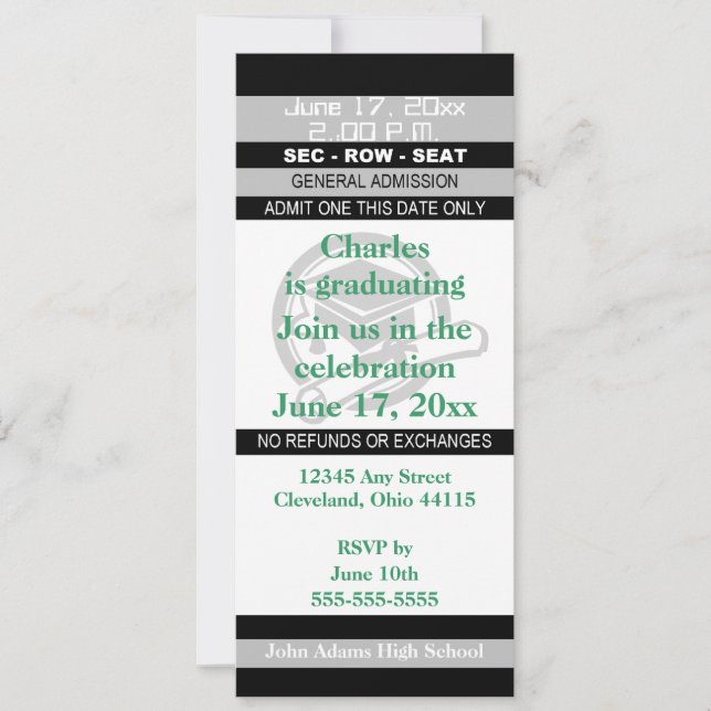 Graduation Ticket Party Invitation (Front)