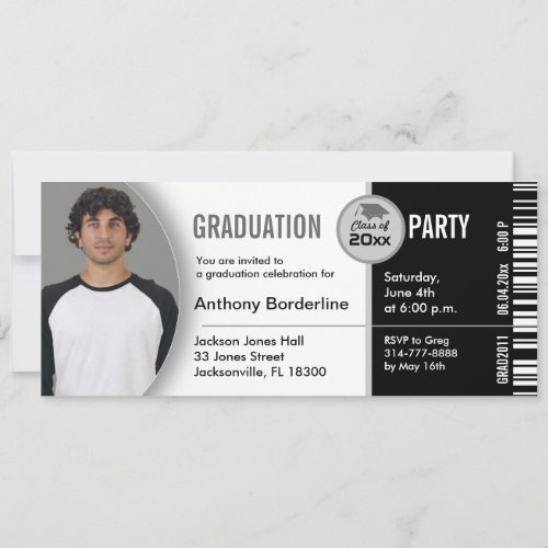 Graduation Ticket Party Invitation TKT313 Black