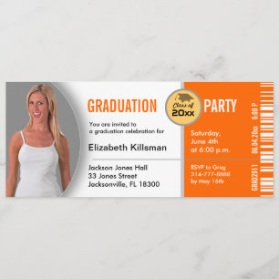 Graduation Ticket Party Invitation TKT313 Orange