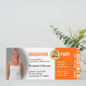 Graduation Ticket Party Invitation TKT313 Orange (Standing Front)