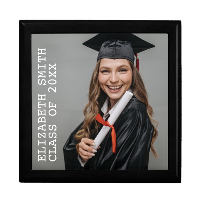 Graduation Time Capsule Photo Wood Keepsake Box (Front)