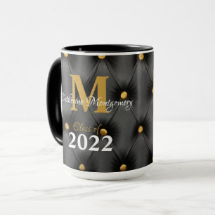 Graduation Traditional Black and Gold Tufted Mug