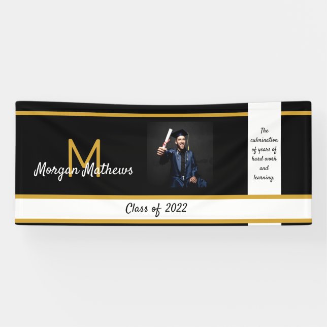 Graduation Traditional Black  Banner (Horizontal)