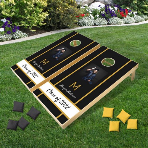 Graduation Traditional Black Cornhole Set