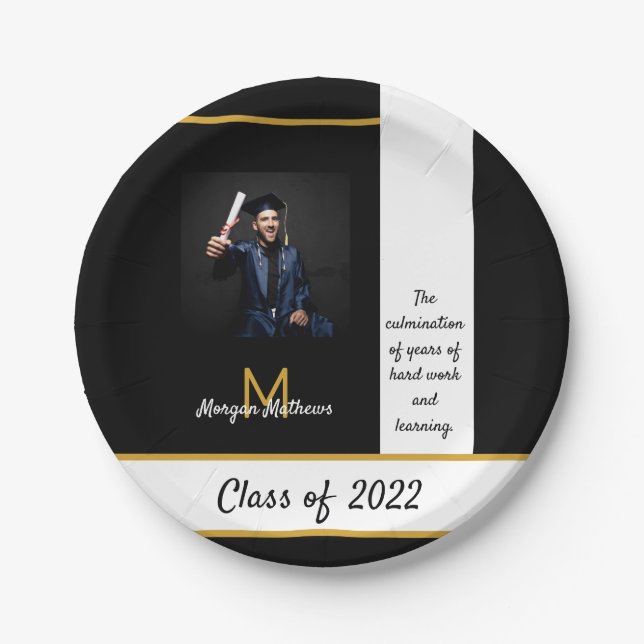 Graduation Traditional Black Paper Plates (Front)