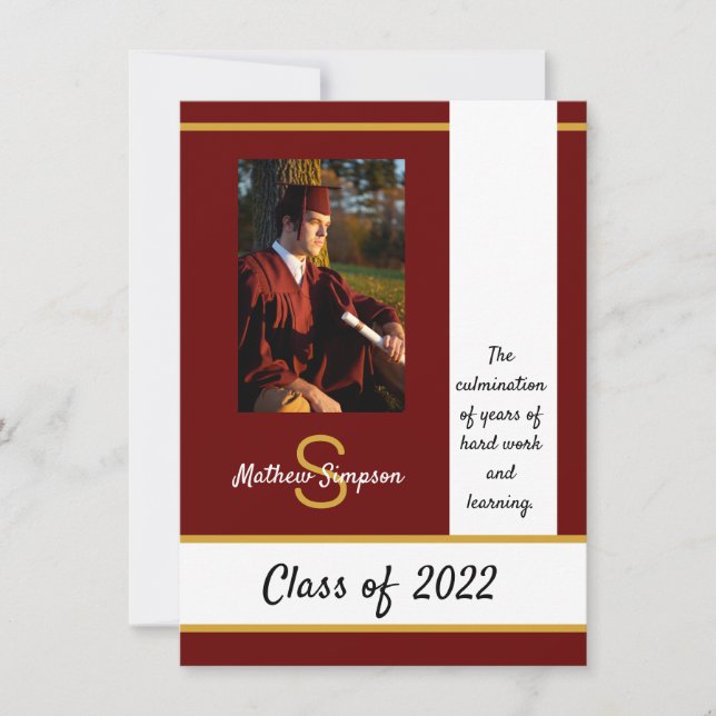 Graduation Traditional Dark Red Invitation (Front)