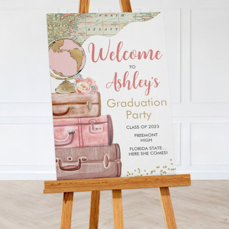 Graduation Travel Suitcase Welcome Sign Poster