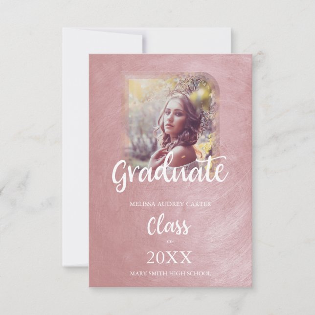 Graduation Trendy Blush Pink Metal Effect Texture (Front)