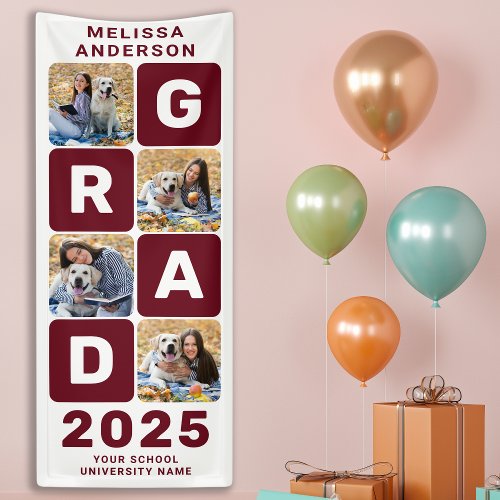 Graduation Trendy Bold Personalised Photo Collage  Banner