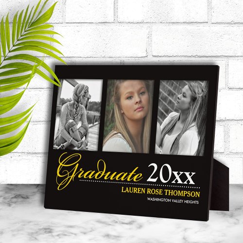 Graduation Trio Photo Collage Keepsake Plaque