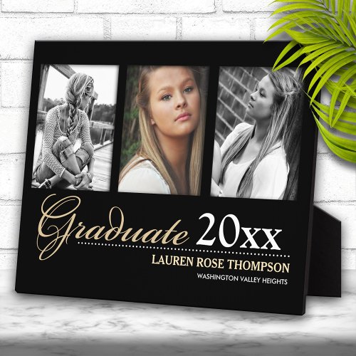 Graduation Trio Photo Collage Keepsake Plaque