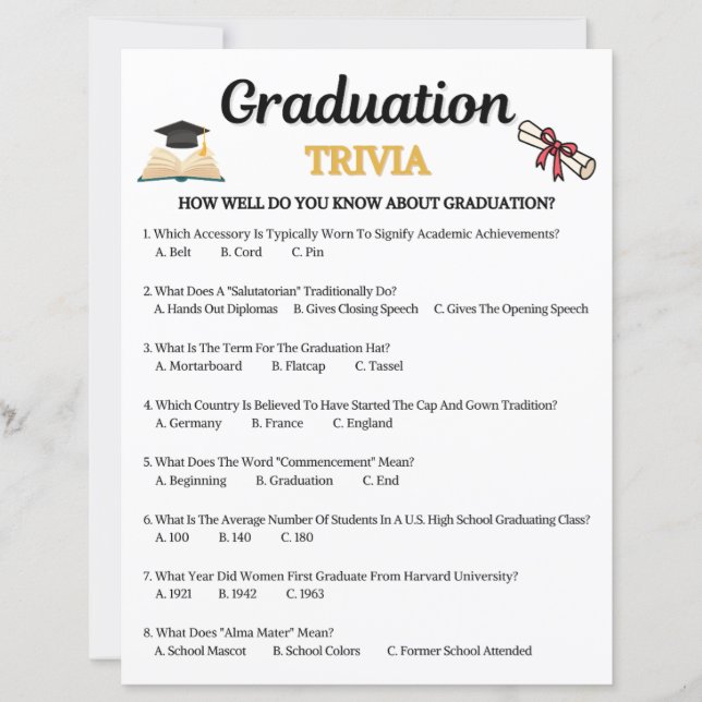 Graduation Trivia Game (Front)