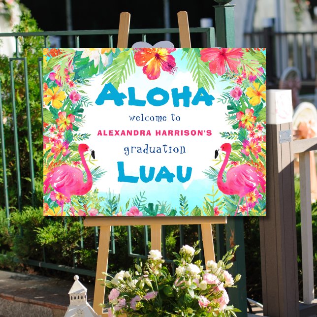 Graduation Tropical Aloha Luau Party Welcome Sign (Creator Uploaded)