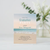 Graduation Tropical  Beach Theme Party Invitation Postcard (Standing Front)
