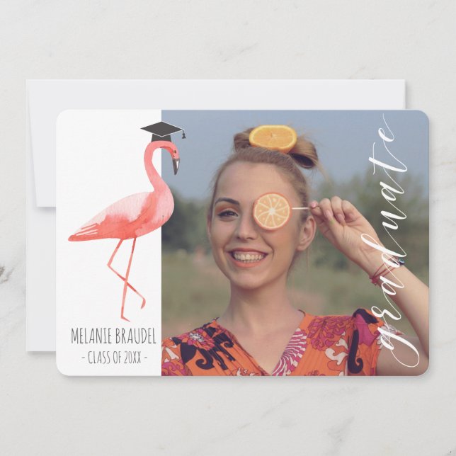 Graduation tropical photo announcement invitation (Front)
