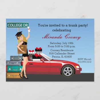 Graduation Trunk Party College Going Away Blonde Invitation by AnnounceIt at Zazzle