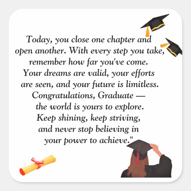  Graduation- Universal Design for all ages Square Sticker (Front)