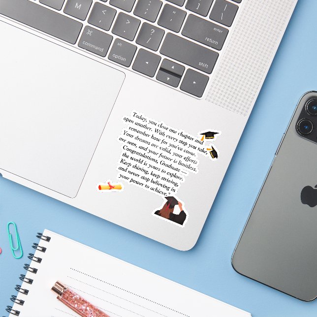  Graduation- Universal Design for all ages Sticker (Laptop w/ iPhone)