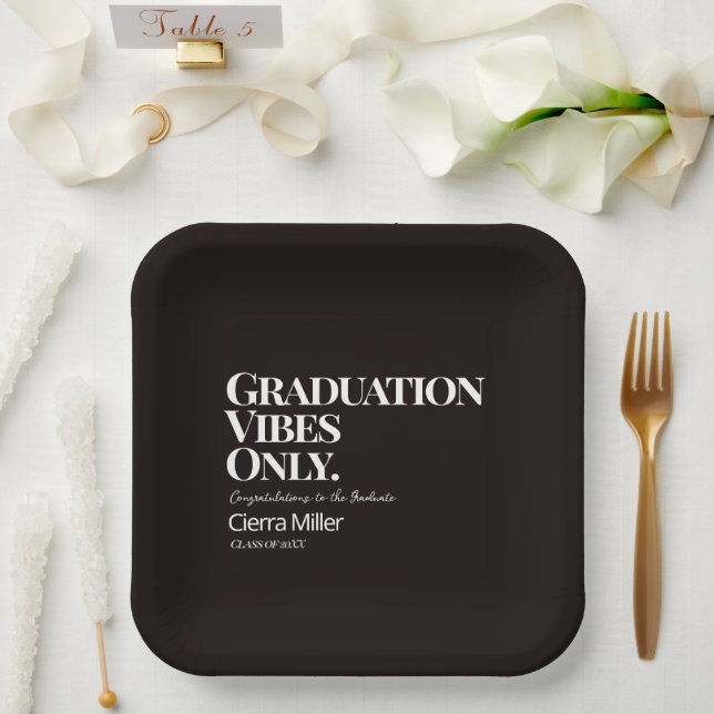 Graduation Vibes Only Paper Plate (Wedding)