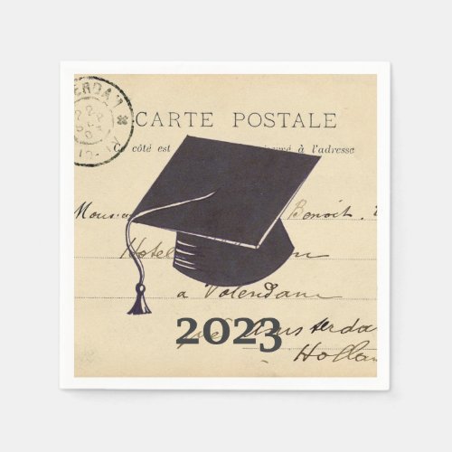 Graduation Vintage French Postcard Napkin