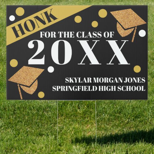 Graduation Virtual Party Faux Gold Honk Sign