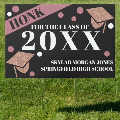 Graduation Virtual Party Faux Rose Gold Honk Sign