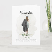 Graduation Watercolor Girl Foliage Inspirational