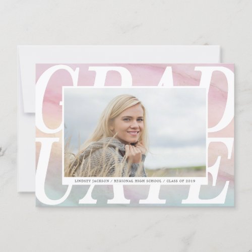 Graduation Watercolor Marble Photo Announcement