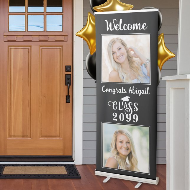Graduation Welcome 2 Photo Stylish Class Year Retractable Banner (Creator Uploaded)