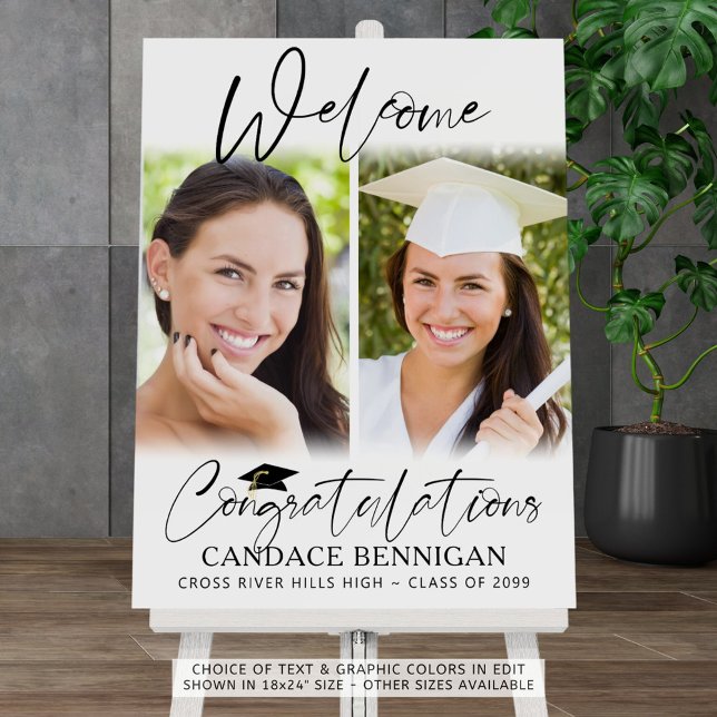 Graduation Welcome 2 Photos Script Congratulations Foam Board (Creator Uploaded)