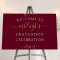 Graduation Welcome Maroon Gold Glitter Script