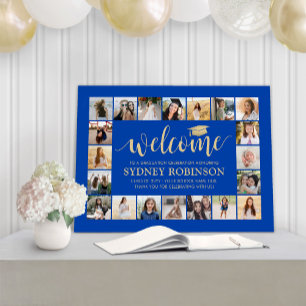 Graduation Welcome Photo Collage Royal Blue & Gold Foam Board